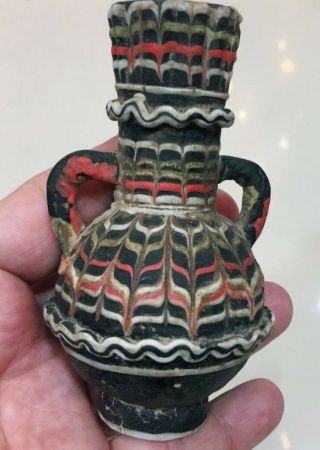 Antique Eastern Mediter Core - Form Islamic Glass Vase Perfume Bottle Handle Vase