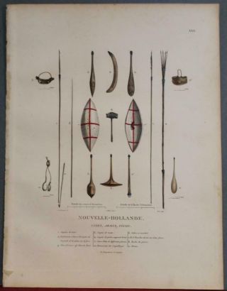 South Wales Australia Aboriginal Weapons Vessels 1812 Freycinet Antiqueplate