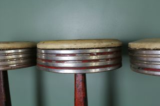 Vintage Cast Iron Soda Fountain Stools Swivel Seats Industrial Man Cave Bar 3 5