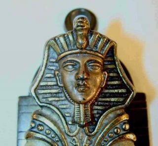 Rare Antique Judd Plated Cast Iron Shriners Paper Clip Tutankhamen Mask Sword 3