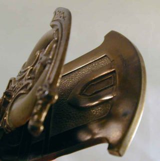 Rare Antique Judd Plated Cast Iron Shriners Paper Clip Tutankhamen Mask Sword 5