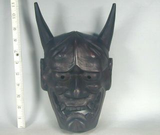 HANNYA MASK 78 Japanese Antique Wood Wooden Horned Evil Demon Devil Noh Kabuki 4