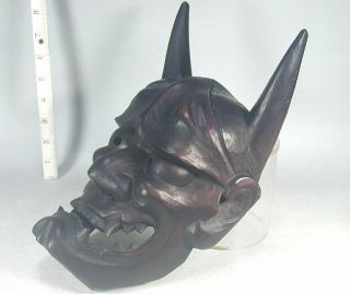 HANNYA MASK 78 Japanese Antique Wood Wooden Horned Evil Demon Devil Noh Kabuki 5