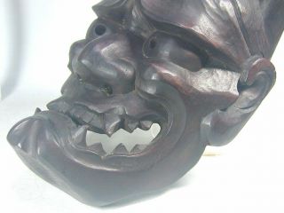HANNYA MASK 78 Japanese Antique Wood Wooden Horned Evil Demon Devil Noh Kabuki 8