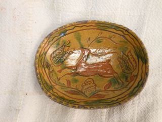Greg Shooner Redware Pottery Incise Decorated Stag Soap Dish 1998