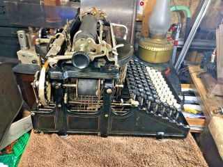 Antique Early Smith Premier Typewriter No.  4 WITH COVER 2
