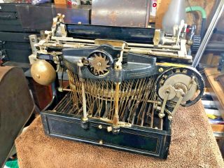 Antique Early Smith Premier Typewriter No.  4 WITH COVER 3