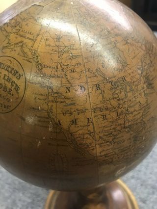 Antique 1880’s A.  H.  Andrews 6” Globe With Stand 7