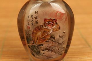 unique Chinese natural crystal Handcarved naughty monkey statue snuff bottle 2