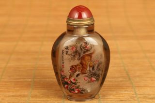 unique Chinese natural crystal Handcarved naughty monkey statue snuff bottle 4