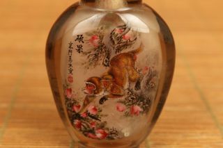 unique Chinese natural crystal Handcarved naughty monkey statue snuff bottle 5