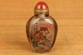 unique Chinese natural crystal Handcarved naughty monkey statue snuff bottle 8