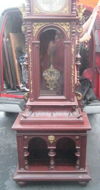 Antique Victorian Highly Carved Grandfather Clock c.  1880/1890 Adorned STUNNING 12