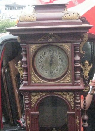 Antique Victorian Highly Carved Grandfather Clock C.  1880/1890 Adorned Stunning