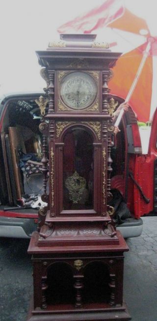 Antique Victorian Highly Carved Grandfather Clock c.  1880/1890 Adorned STUNNING 3