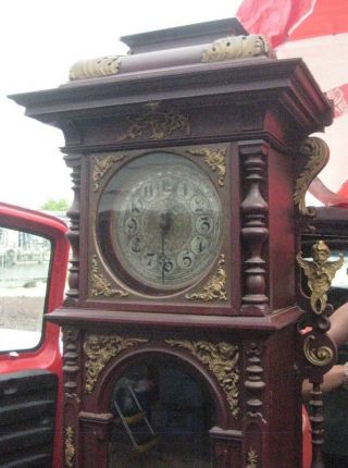 Antique Victorian Highly Carved Grandfather Clock c.  1880/1890 Adorned STUNNING 4