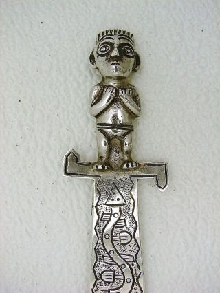 Peru Sterling Silver Book Mark INCA Figural Marked MEK 900 Fine silver 5