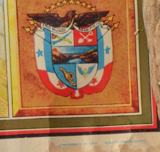 ANTIQUE 1941 PICTORIAL MAP OF PANAMA & CANAL ZONE CLARK TEEGARDEN RARE 3