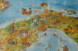 ANTIQUE 1941 PICTORIAL MAP OF PANAMA & CANAL ZONE CLARK TEEGARDEN RARE 8