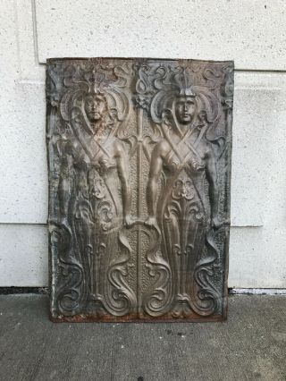 Art Nouveau Zinc Panel of Two Female Figures - Large 26 by 24 inches 12