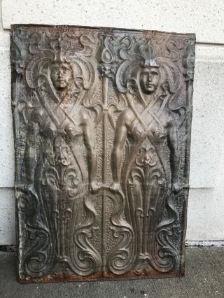 Art Nouveau Zinc Panel of Two Female Figures - Large 26 by 24 inches 5