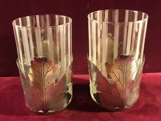 Vintage Reed & Barton Sterling Silver Maple Leaf Glass Holders 1950