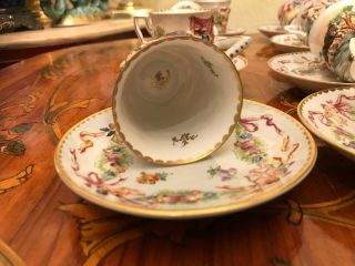 Antique 19th.  RARE 8 cup 8 saucer Italian Capodimonte Porcelain Coffee Tea Set 10