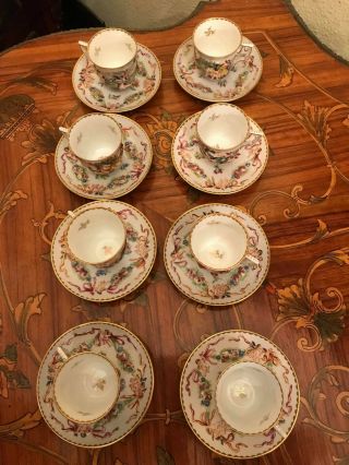 Antique 19th.  RARE 8 cup 8 saucer Italian Capodimonte Porcelain Coffee Tea Set 3