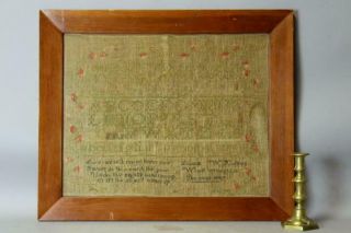 A RARE PLYMOUTH COUNTY MA 19TH C NEEDLEWORK SAMPLER 