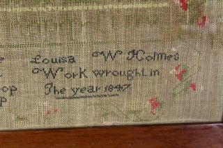 A RARE PLYMOUTH COUNTY MA 19TH C NEEDLEWORK SAMPLER 