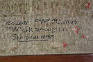 A RARE PLYMOUTH COUNTY MA 19TH C NEEDLEWORK SAMPLER 