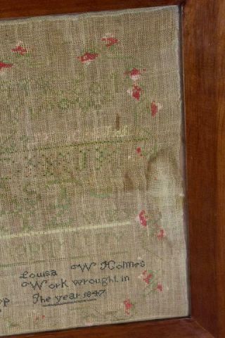 A RARE PLYMOUTH COUNTY MA 19TH C NEEDLEWORK SAMPLER 