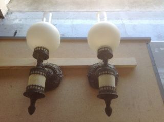 Arts And Craft Brass Electric Wall Sconces Spain Vintage