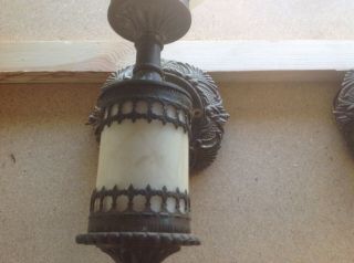 Arts And Craft Brass Electric Wall Sconces Spain Vintage 3
