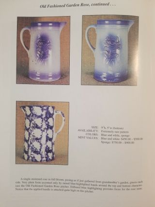 Antique Blue Stoneware Pitcher Salt Glaze Rare Flower 9 