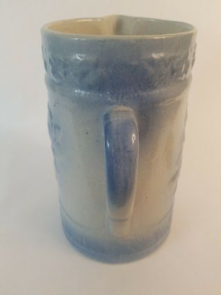 Antique Blue Stoneware Pitcher Salt Glaze Rare Flower 9 