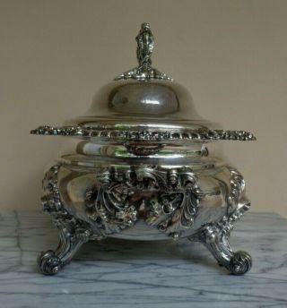 Antique Large Old Sheffield Plate Silverplate Silver Plate Soup Tureen Stag Mark 3