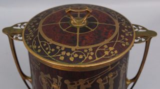 Antique Erhard & Sohne Secessionist Inlaid Brass Rosewood Arts Crafts Humidor 8