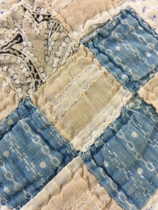 ANTIQUE VINTAGE HANDMADE NINE PATCH ON POINT QUILT CIRCA LATE 1880s 7
