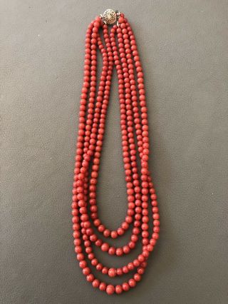 All Natural Red Coral Bead Necklace.  81 Gram