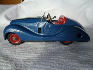 Schuco examico 4001 wind up car 1930 ' s vintage German toy car blue convertible 2