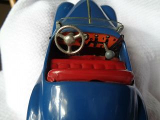 Schuco examico 4001 wind up car 1930 ' s vintage German toy car blue convertible 4