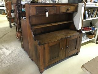 Antique Primitive Dry Sink Cabinet Two Door Two Drawer