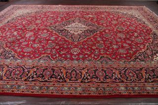 One - Of - A - Kind Vintage Floral Red Oriental Area Rug Hand - Knotted Wool 10x14 Large