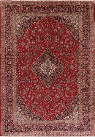 One - of - a - Kind VINTAGE Floral RED Oriental Area Rug Hand - Knotted Wool 10x14 LARGE 2