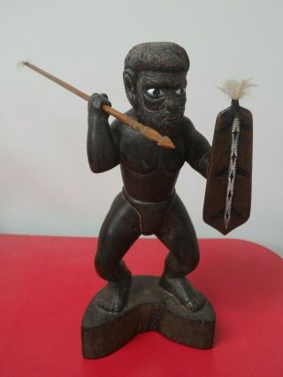Large Vintage South Pacific Oceanic Polynesian Solomon Islands Warrior Figure