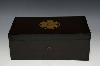 Japan Antique Edo Gold Makie box case Busho sword koshirae Yoroi Tsuba samurai 紋 5
