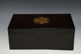 Japan Antique Edo Gold Makie box case Busho sword koshirae Yoroi Tsuba samurai 紋 7