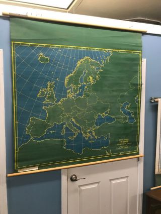Vintage Rare Large Wall School Map Europe Homeschool Chalk Board Made In Usa