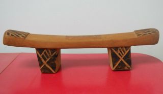 Heavy South African Zulu Carved Wooden Decorated Head Rest Neck Rest Pillow